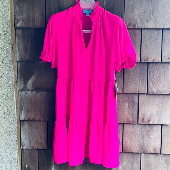 CeCe Ruffle Mock V-Neck Tiered Mini Youth Dress Women's Size М - Picture 4 of 15